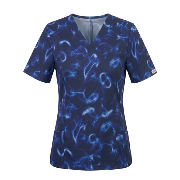 Delantal Mujer tela elasticada estampada. Combina con Azul Rey