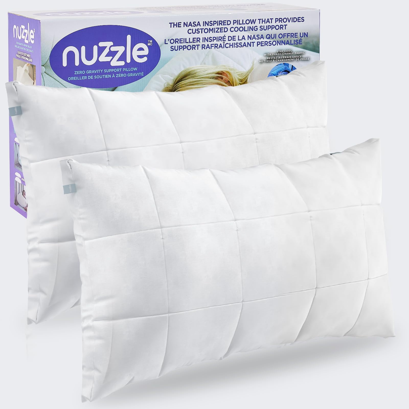 Juego De 2 Almohadas Nuzzle Queen Size Refrigerantes Y Ajustables Suaves