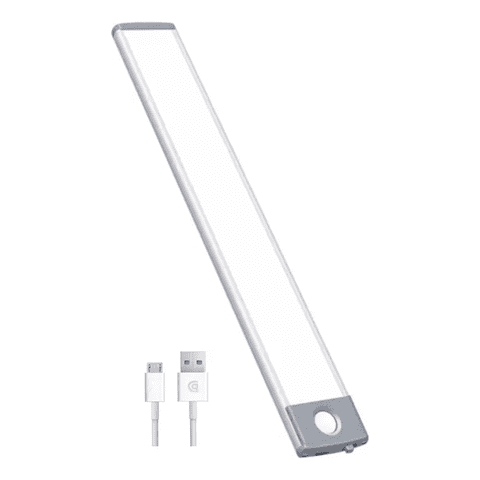 Genérico - Barra De Luz Linterna Led 30Cm + Sensor + Negro - Recargable Blanco Frio Blanco