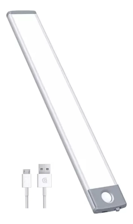 Genérico - Barra De Luz Linterna Led 30Cm + Sensor + Negro - Recargable Blanco Frio Blanco