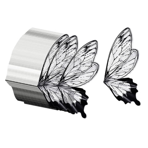 Bothyi - 80 Piezas De Papel De Regalo De Flores, Papel De Embalaje De Ala De Mariposa Para Cumpleaños, Negro