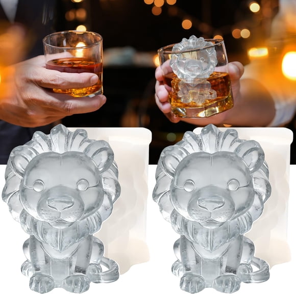 Molde de cubitos de hielo 3D león de silicona SIUPER - Pack de 2
