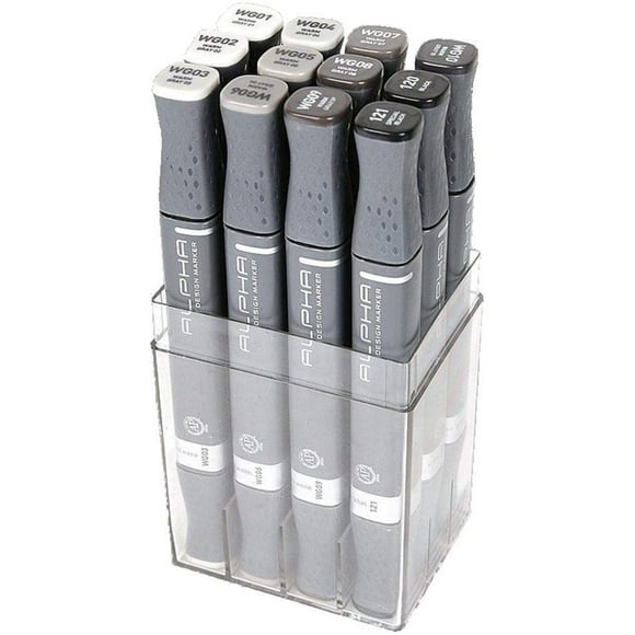 Marcadores Alpha Design Gris Cálido Set 12 Colores