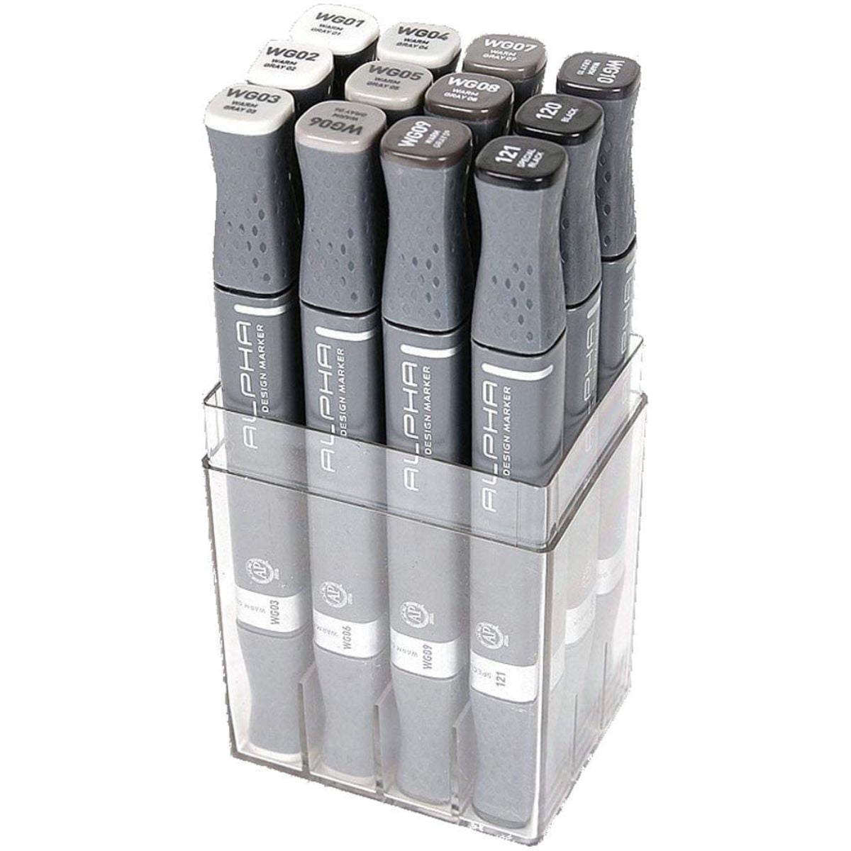 Alpha Markers - Marcadores Alpha Design Gris Cálido Set 12 Colores