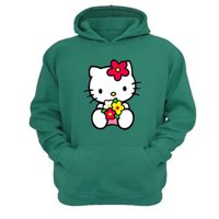 Genérico - Poleron Canguro Gatita Kitty Verde Aguamarina Talla Xs Unisex