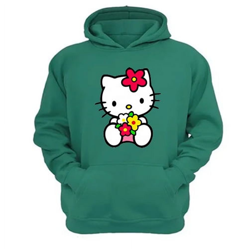 Genérico - Polerón Canguro Gatita Kitty Verde Aguamarina Talla S Unisex