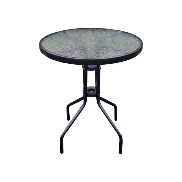 Mesa de terraza de vidrio y acero 70x60cm Negra