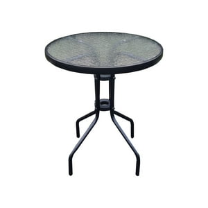 Novahus - Mesa De Terraza De Vidrio Y Acero 70X60Cm Negra