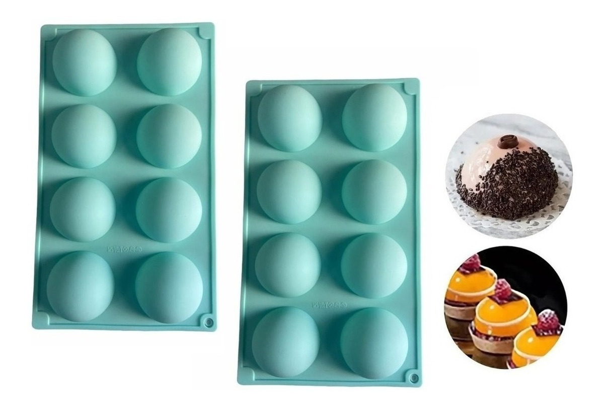 Genérico - Pack 2 Molde De Silicona Molde Silicona Molde 8 Media Esfera