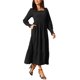 thumbnail image 4 of INSPIRE CHIC Vestido Midi de Mujer con Cuello Cuadrado, Cintura Fruncida, Manga Larga, Suave, Casual, Elegante, con Capas, M Negro, 4 of 6