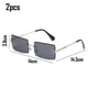 thumbnail image 2 of Gafas de sol rectangulares sin montura retro para mujer y hombre, lentes tintadas, montura de metal dorado, gafas cuadradas vintage sin montura., 2 of 6