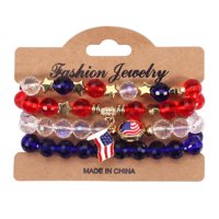 Set De Pulseras Heshpaws Usa American Flag 4Pcs Rojo Azul Blanco