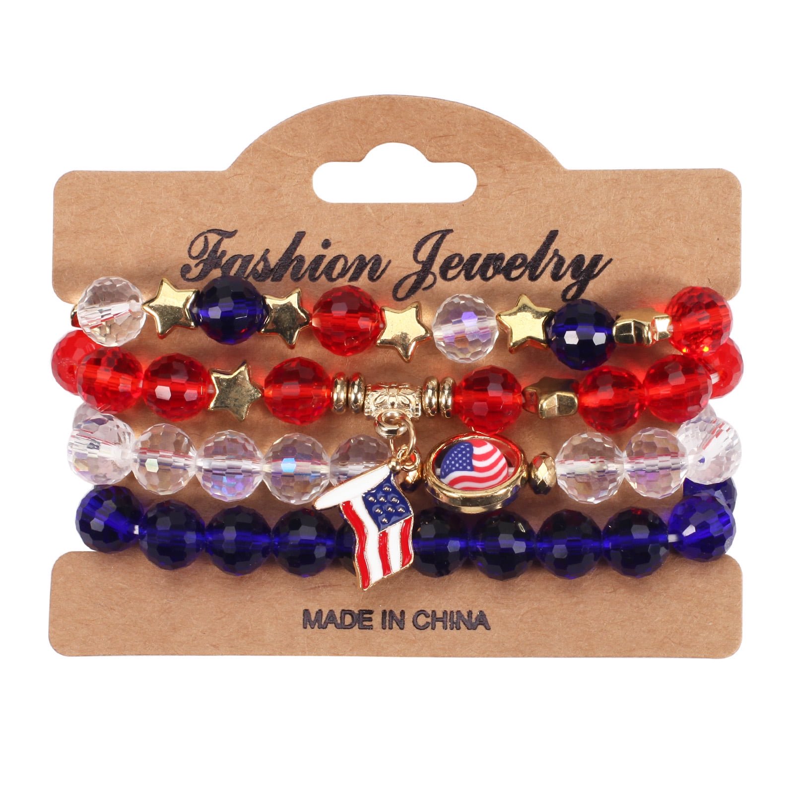 Set De Pulseras Heshpaws Usa American Flag 4pcs Rojo Azul Blanco
