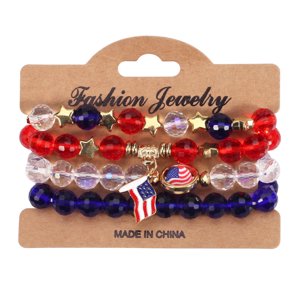 Set De Pulseras Heshpaws Usa American Flag 4Pcs Rojo Azul Blanco