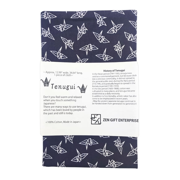 Toalla Tenugui ZEN GIFT ENTERPRISE 88 × 33 cm Orizuru Azul Marino