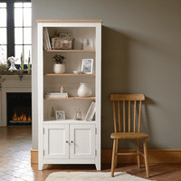 Arca Muebles - Vitrina De Madera Con Alaia 80X35X190 Color Blanco Cubierta Natural