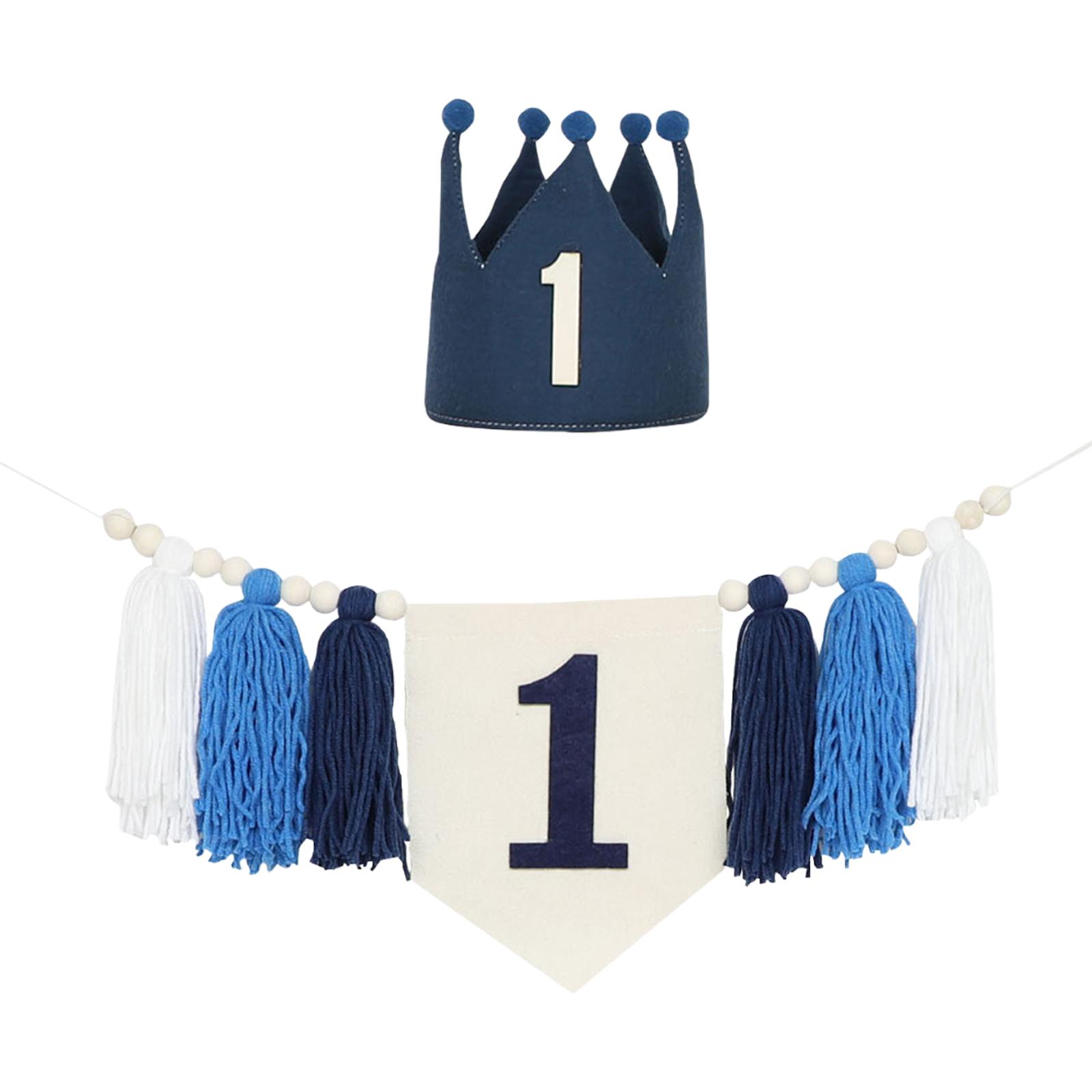 Bothyi - Guirnalda De Borlas Para Fotos De Trona, Pancarta Para Dormitorio De Bebés, Niños Y Niñas, Azul Oscuro