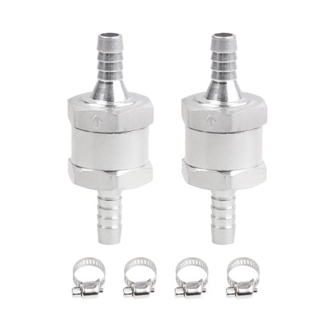 Magideal - Válvula De Retención De Combustible De 2 Piezas Con 4 Abrazaderas De Manguera, Accesorios De Aleación De Aluminio Para Automóviles, Línea De 6 Mm De Diámetro