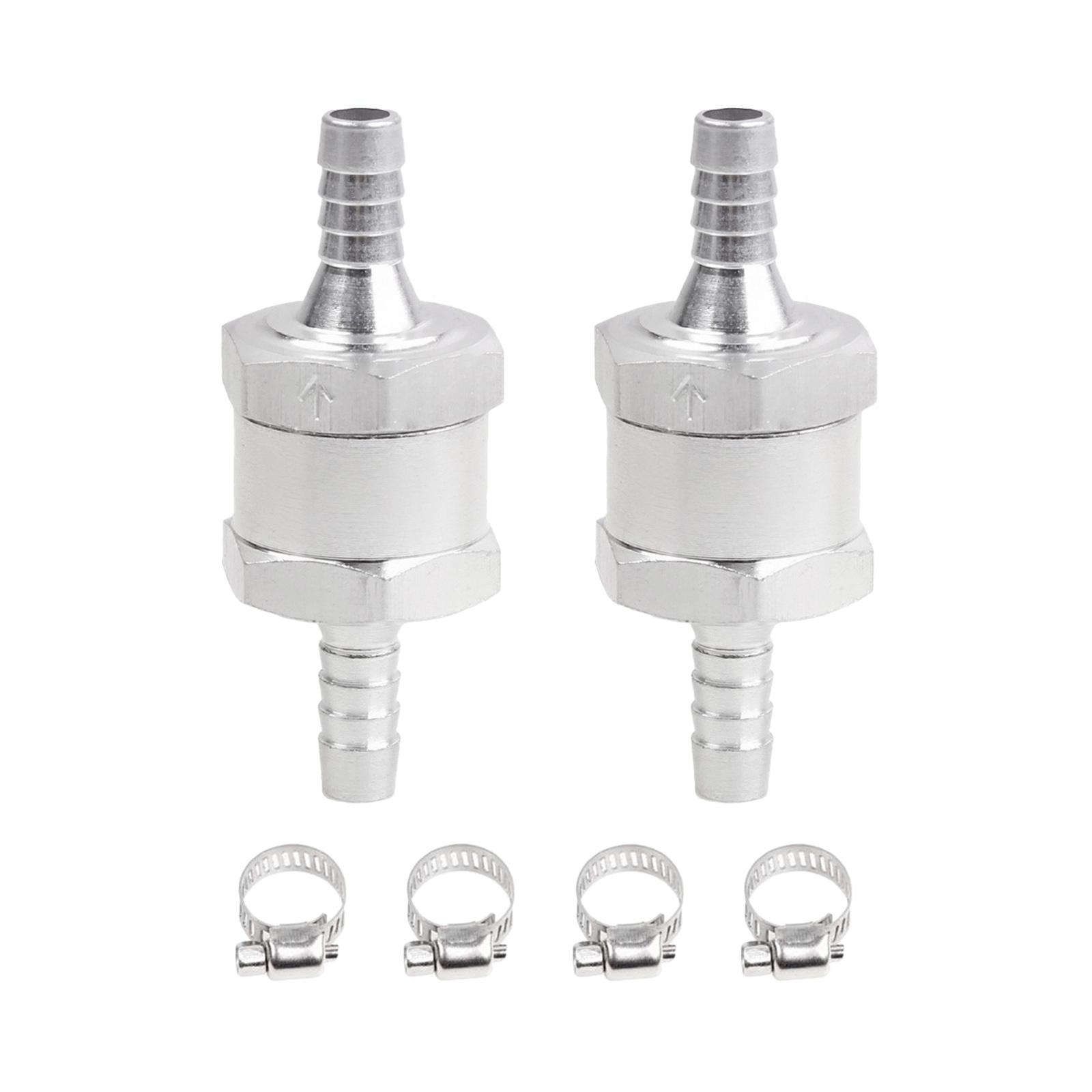 Magideal - Válvula De Retención De Combustible De 2 Piezas Con 4 Abrazaderas De Manguera, Accesorios De Aleación De Aluminio Para Automóviles, Línea De 6 Mm De Diámetro