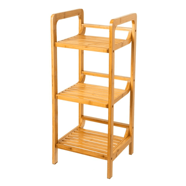 Estantería de Baño Cocina 3 Niveles Rack Organizador del Hogar Madera Natural