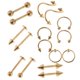 thumbnail image 4 of 16pcs 16g curvado barbell spike nariz ombligo ceja lengua anillo de oro, 4 of 5