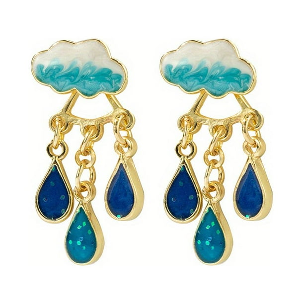 Cute Rainy Cloud Earrings: Creative Gift for Women & Girls - Drop Oil & Tassel Jewelry