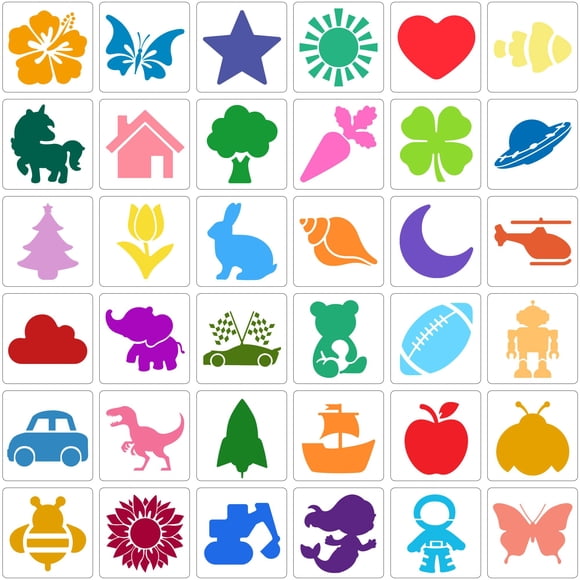 Plantillas Bsenhe 36 uds reutilizables de 5 pulgadas para niños