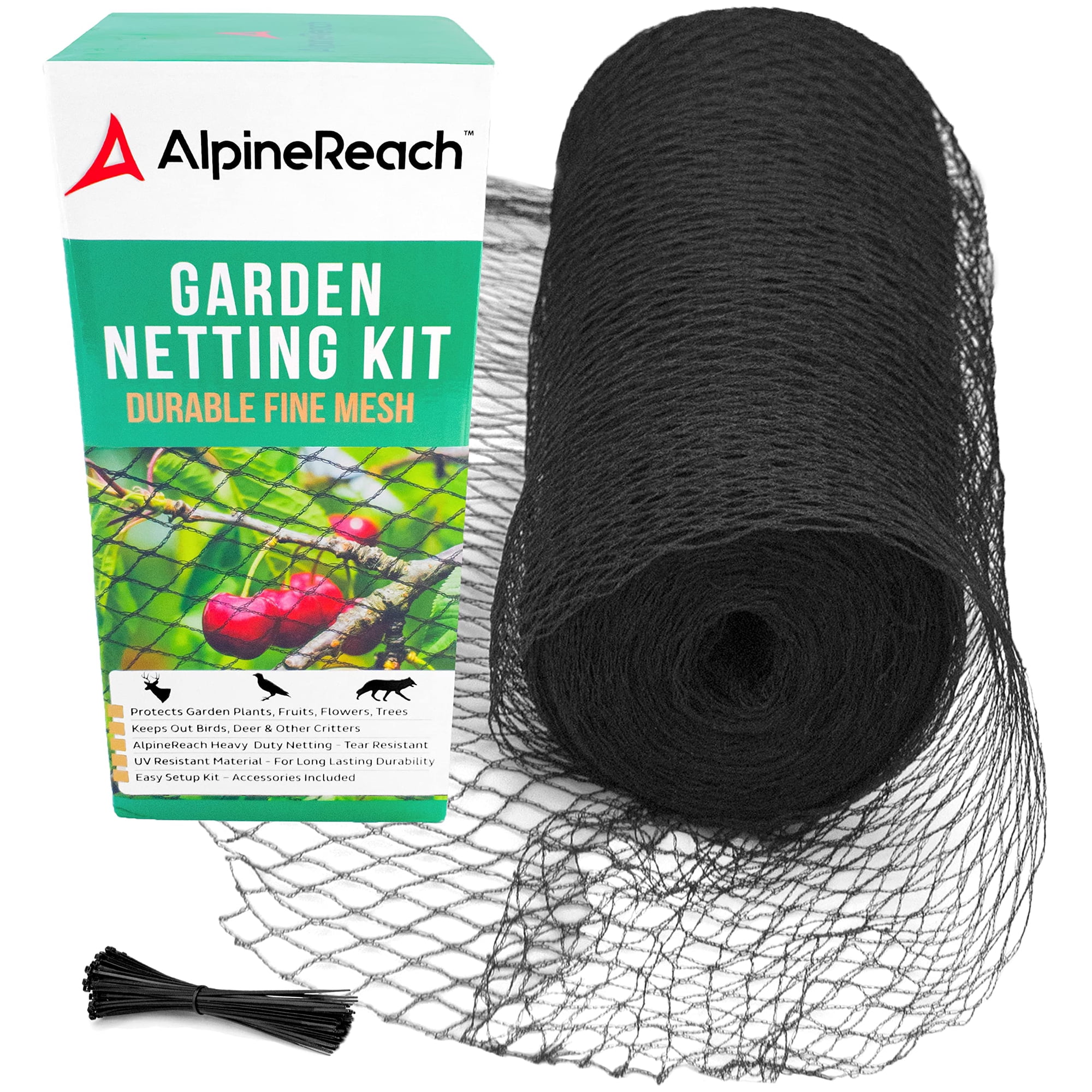 Alpinereach - Malla Para Jardín 2 3 X 20 M Red Negra Resistente Para Aves