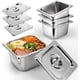 thumbnail image 1 of Paquete de 12 Bandejas Gastronómicas Tamaño 1/6 con Tapas, Bandeja para Mesa de Vapor de 10cm de Profundidad con Tapa, Bandejas de Acero Inoxidable 16*17cm para Hogar, Fiesta, Hotel, 1 of 9