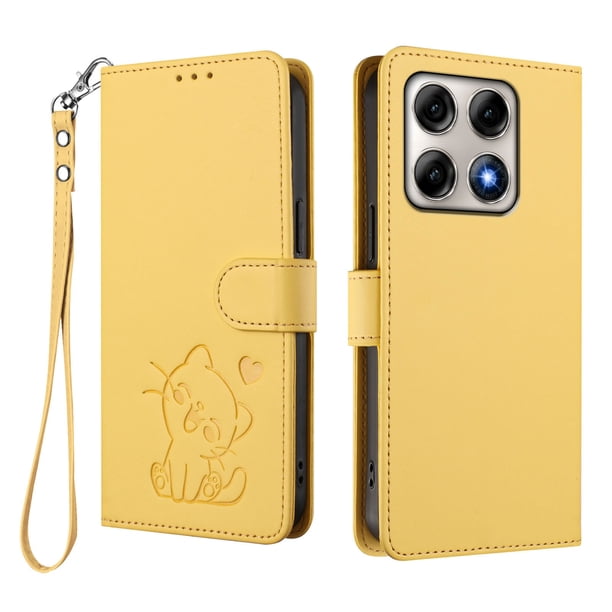 Carcasa Billetera de Cuero Sintético para Motorola Edge 70 Pro, Amarillo