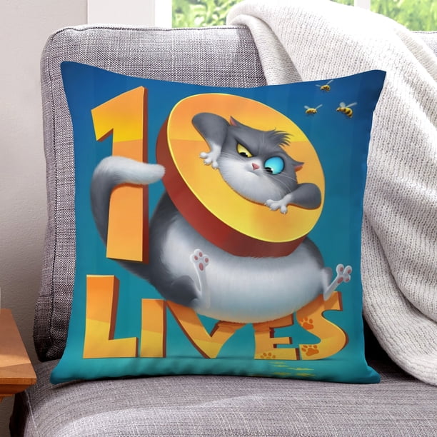 10 Vidas Fundas de almohada de terciopelo con tema, regalos de funda de almohada, decoración para el hogar, cojín de lanzar, regalo de cumpleaños para fans y parejas. 45cm x 45cm.