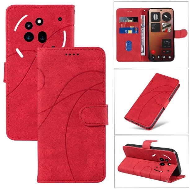 Funda tipo cartera con tapa para Nothing Phone 3A Pro con tarjetero, soporte y cubierta magnética Rojo