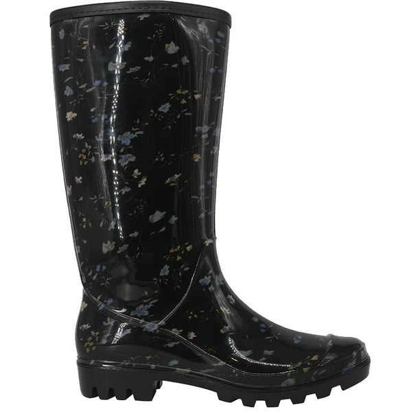 Bota de Agua con Polar Charon Flores Negro Alquimia