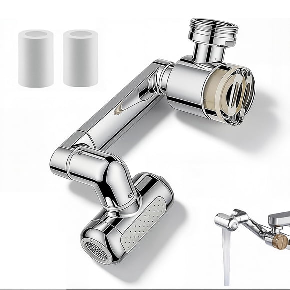 Extensor de grifo CBDYWVR giratorio 1080° con rocío facial, color plata