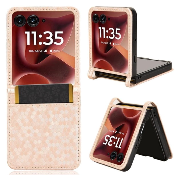 Funda Cartera Lunares Motorola Razr 60 Ultra con Tarjetero, Correa y Soporte Oro