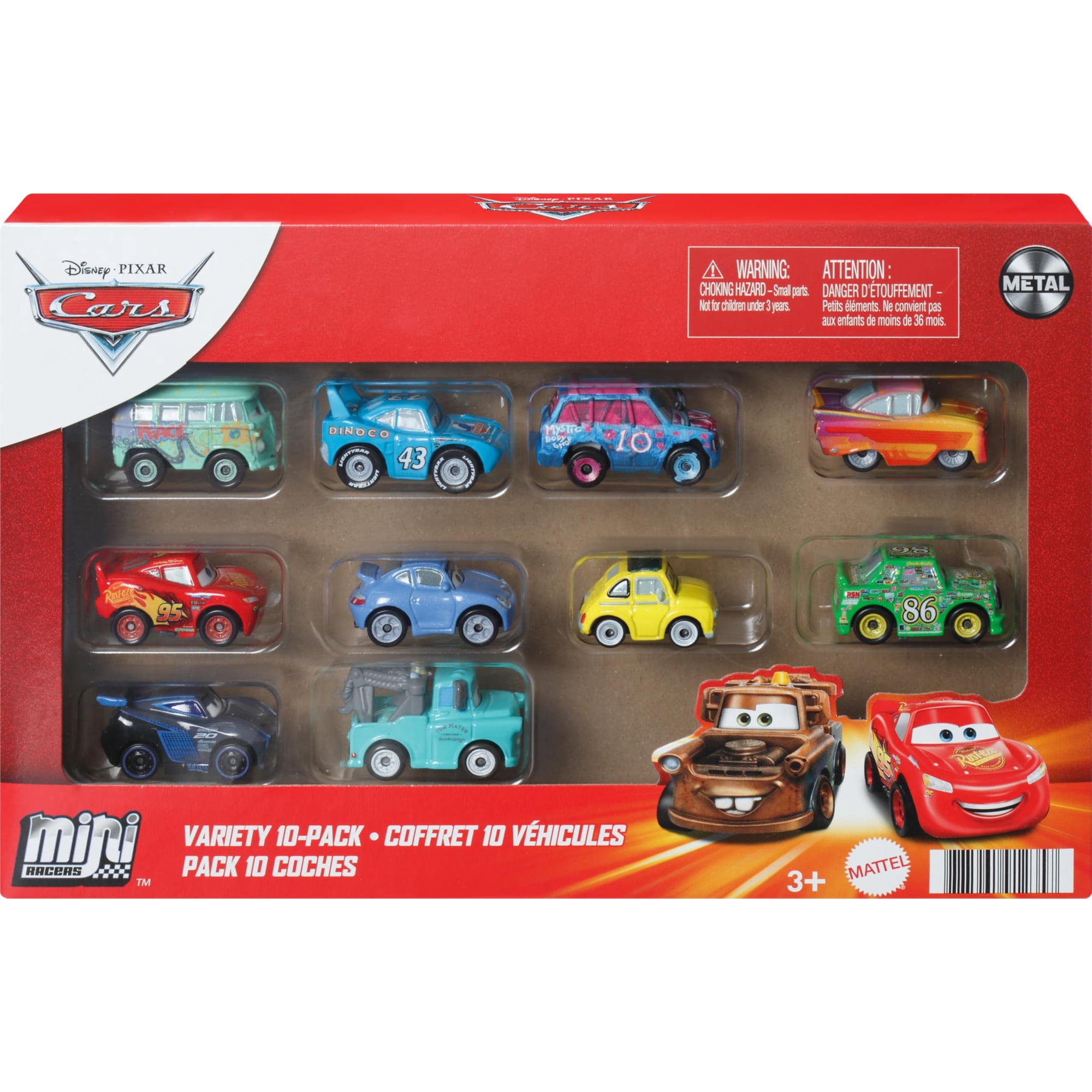 Set De Juguetes Mattel Disney Pixar Cars Mini Racers, Paquete De 10 Unidades Con 10 Vehículos