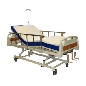 Glomed - Cama Clínica Manual 3 Pos Plus + Colchón 8Cm + Topper Beige