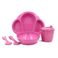 Ecosoulife - Juego De 5 Utensilios Para Bebés Color Rosado – Material Ecológico De Cáscara De Arroz