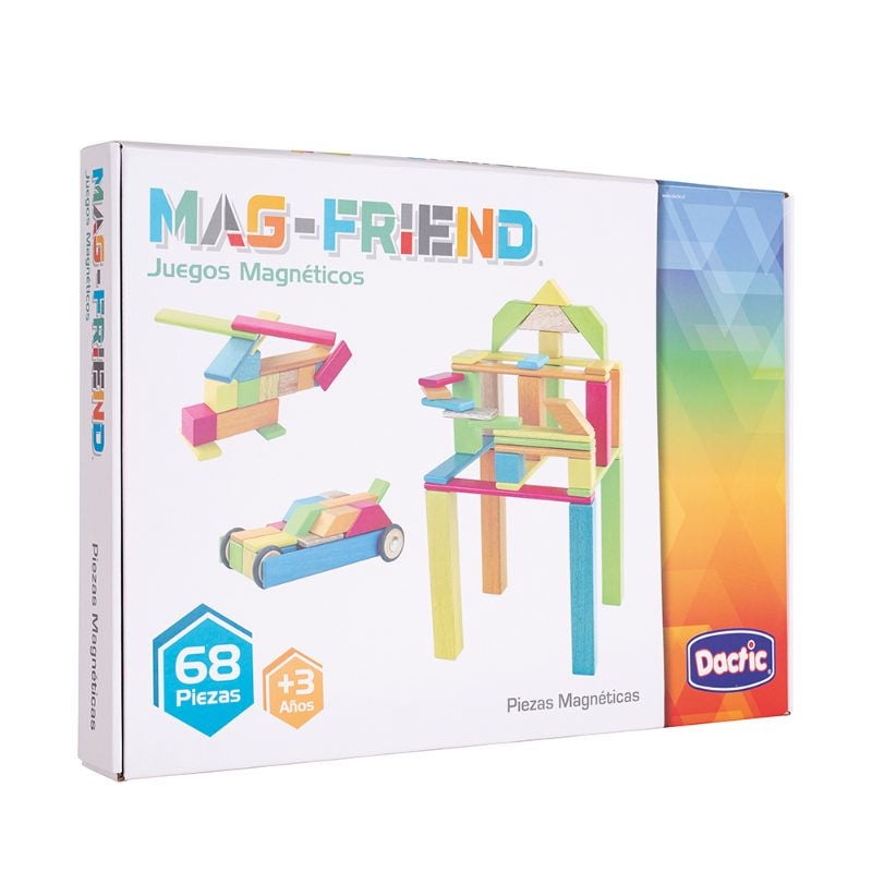 Dactic - Juego Magnético Pieza Madera Colores 68 Unidades