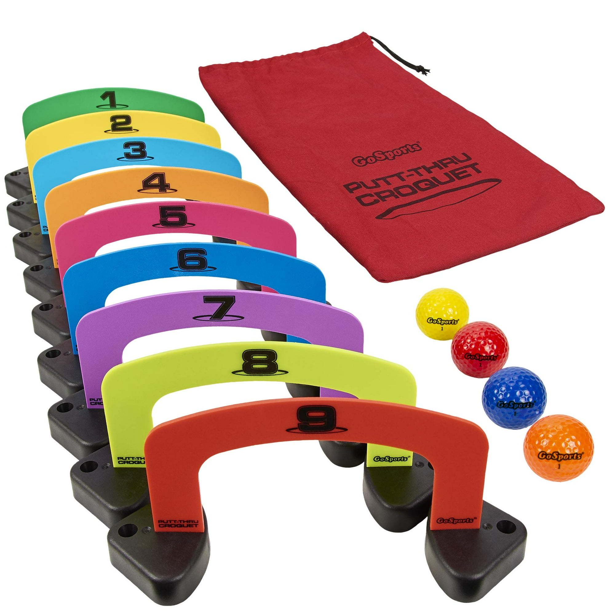 Juego De Croquet Putt-thru Gosports Con 9 Puertas Y 4 Bolas