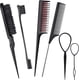 thumbnail image 1 of Kit de 6 peines para peinar el cabello, juego de cepillos para cardar el cabello que incluye un cepillo para el cabello esponjoso, un cepillo elegante de doble cara con control de bordes y separación, 1 of 6