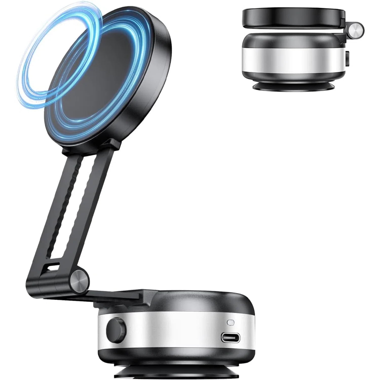 Genérico - Soporte Magnético Ajustable Para Coche Con Fuerte Aspiración - Plegable, Compatible Para Iphone 16/15/14/13/12 - Ideal Para Coche, Ducha, Espejo-plata