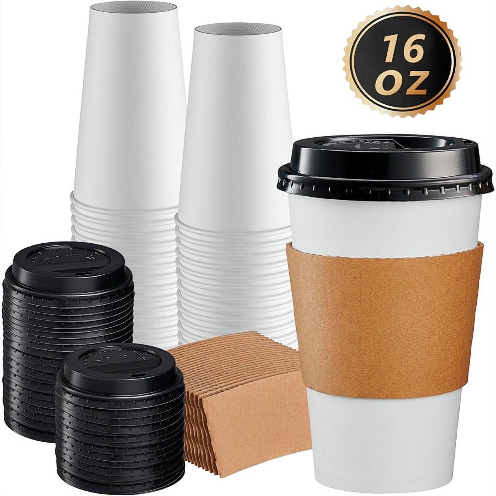 Wakeshome - Vaso Cafe Kraft Vasos Polipapel Con Tapa Manga 16oz 50und