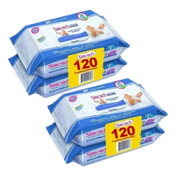 Pack Simonds Toallitas Húmedas Baby Care 120u X2
