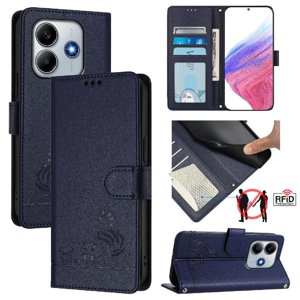 Funda Tipo Cartera Foxdock Para Xiaomi Poco M7 Pro 5G Con Soporte, Ranuras, Rfid, Diseño De Gato
