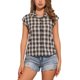 thumbnail image 1 of Camisa de Cuadros con Cuello en Punta y Mangas Cortas para Mujer de INSPIRE CHIC, Botonadura Frontal, Talla L, Blanco y Negro, 1 of 6