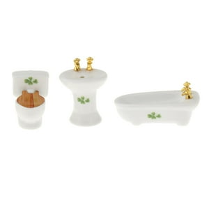 Genérico - Accesorios De Baño Para Casa De Muñecas, Casa De Muñecas De Porcelana, Muebles En Miniatura, Juguetes Con Estampado De Hojas
