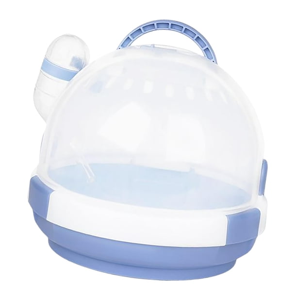 Transportín Portátil para Hámster, Jaula de Viaje para Transporte Saliente de Animales Pequeños con Botella de Agua de 60ML para Ratones, Hurones, , Azul1
