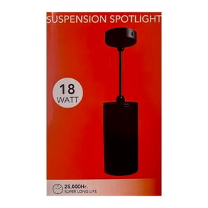 Foco De Suspensión Al Techo Led 18W Luz Cálida (3000K) Negro - Fsl