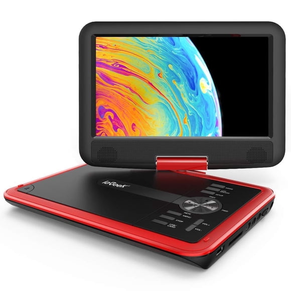 Reproductor de DVD portátil ieGeek de 11,5 pulgadas, pantalla roja de 9,5 pulgadas, batería de 5 h
